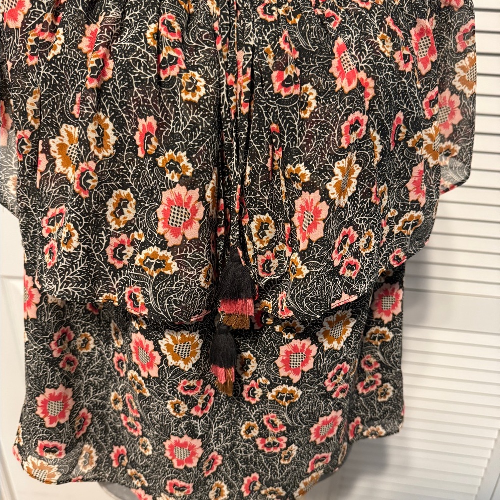 Rebecca Minkoff Ghiradelle Floral Off Shoulder Tiered Top - Picture 12 of 14